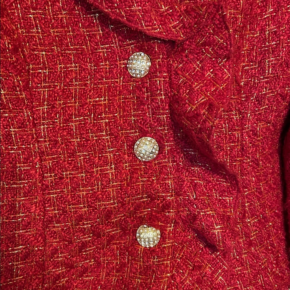 GORGEOUS BOSTON PROPER RED /GOLD TWEED JACKET SIZE 2 WORN ONCE - Picture 3 of 5
